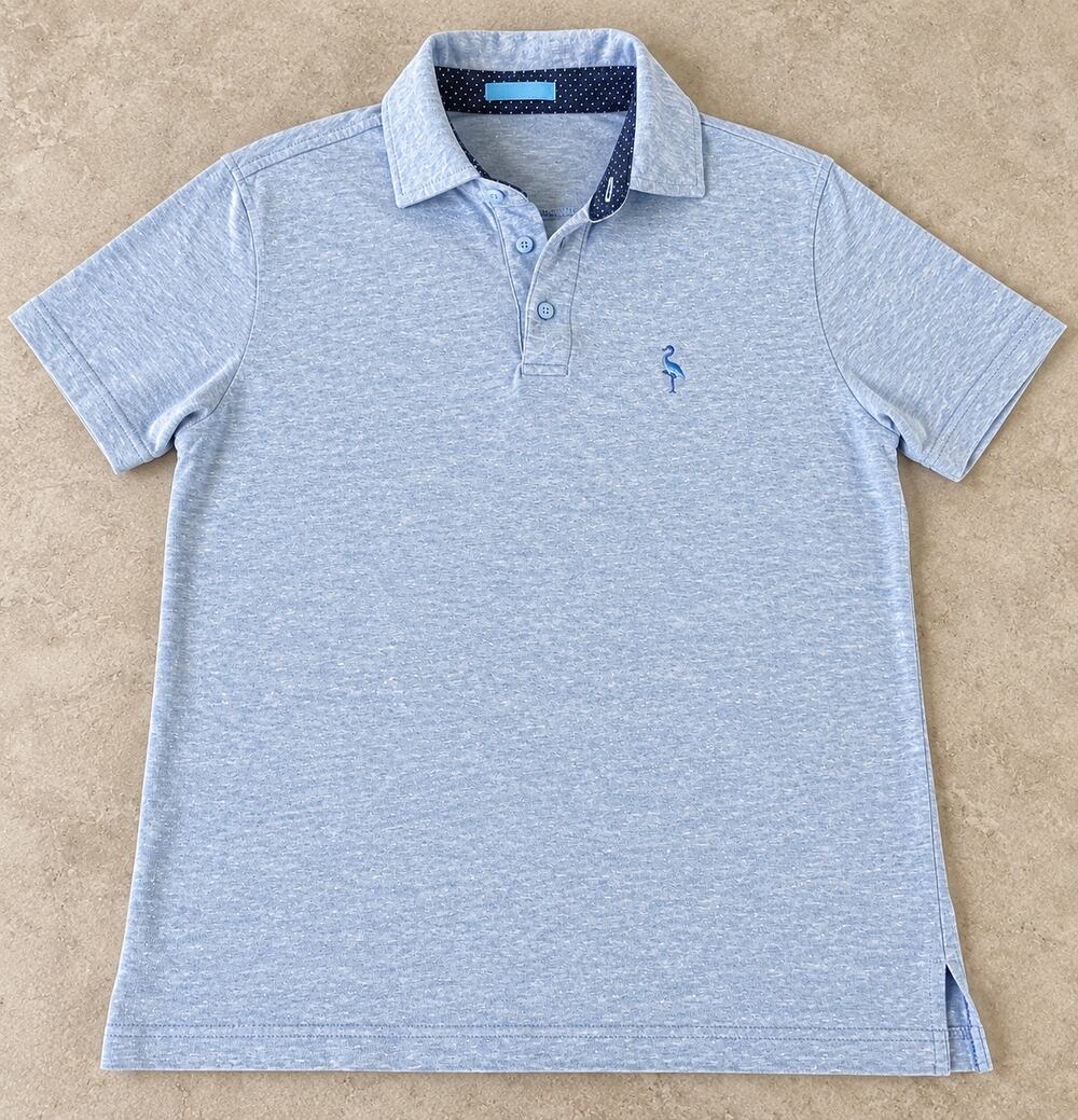 TailorByrd Men’s Blue Heather Polo Shirt Embroidered Bird Logo Small